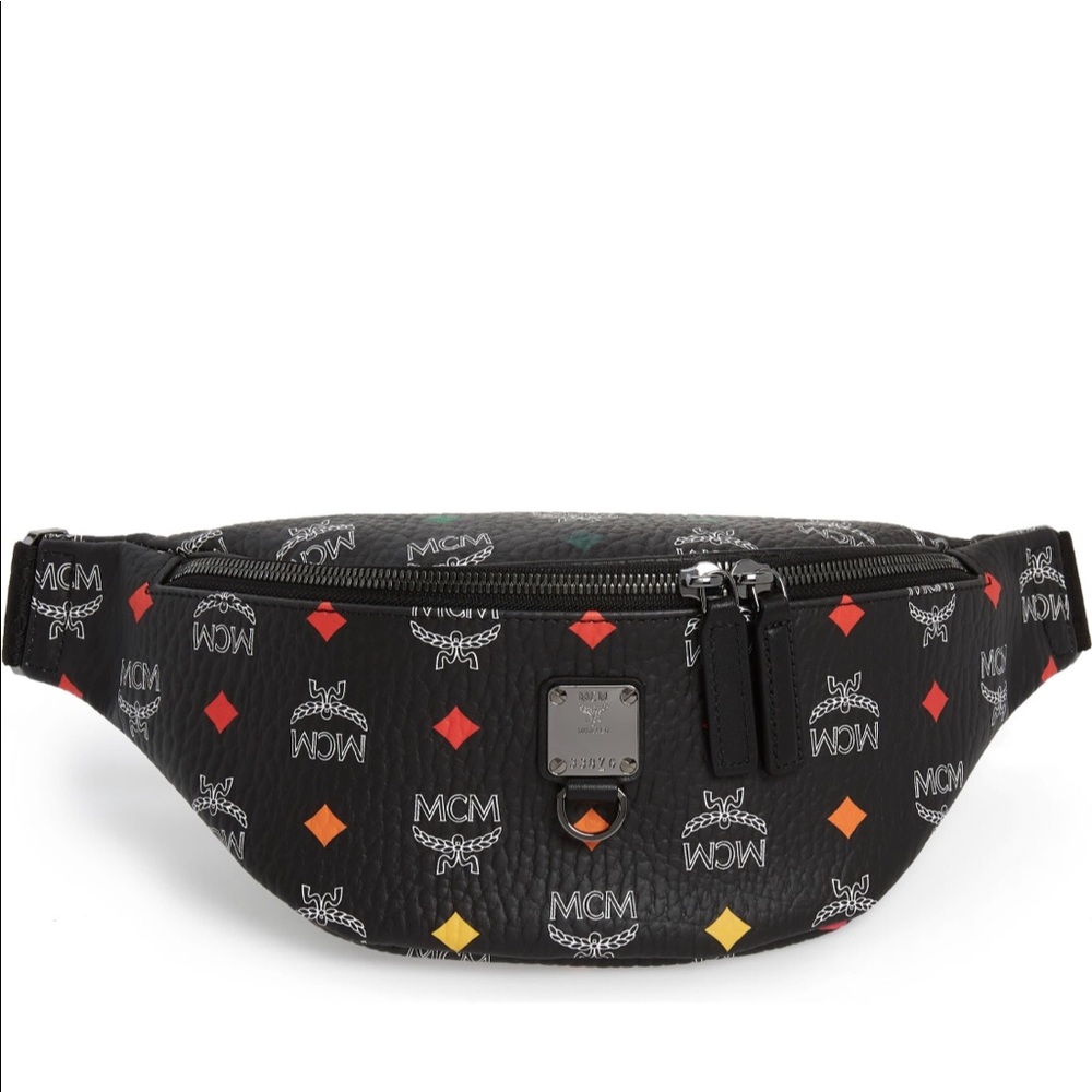 MCM Black Logo Skyoptic Fanny Pack /Belt Waist Bag